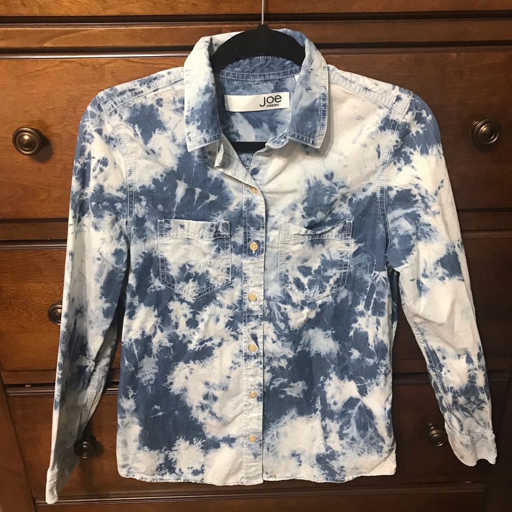 Joe Fresh ~ Acid Wash Tie Dye Style Denim Shirt